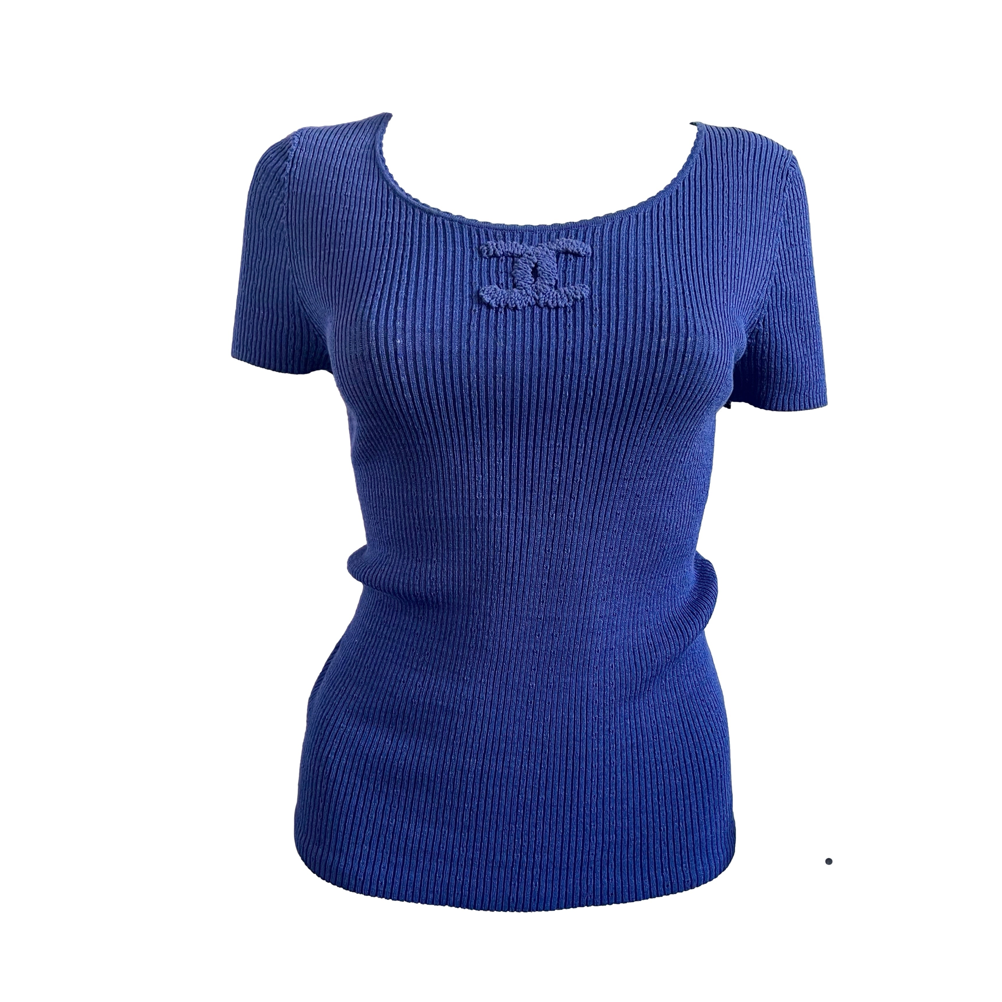Treasures of NYC - Chanel Blue Ribbed Logo Tee