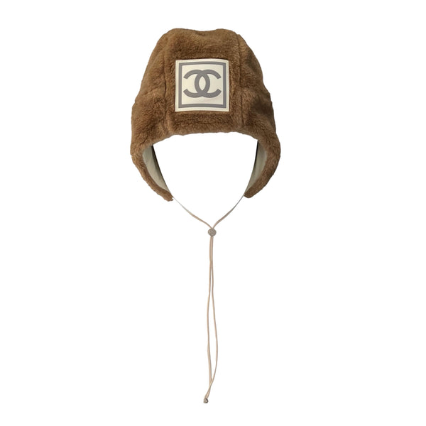 Chanel Brown Faux Fur Logo Winter Hat - Accessories