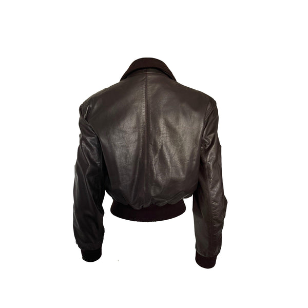 Chanel Brown Leather Bomber Jacket - Apparel