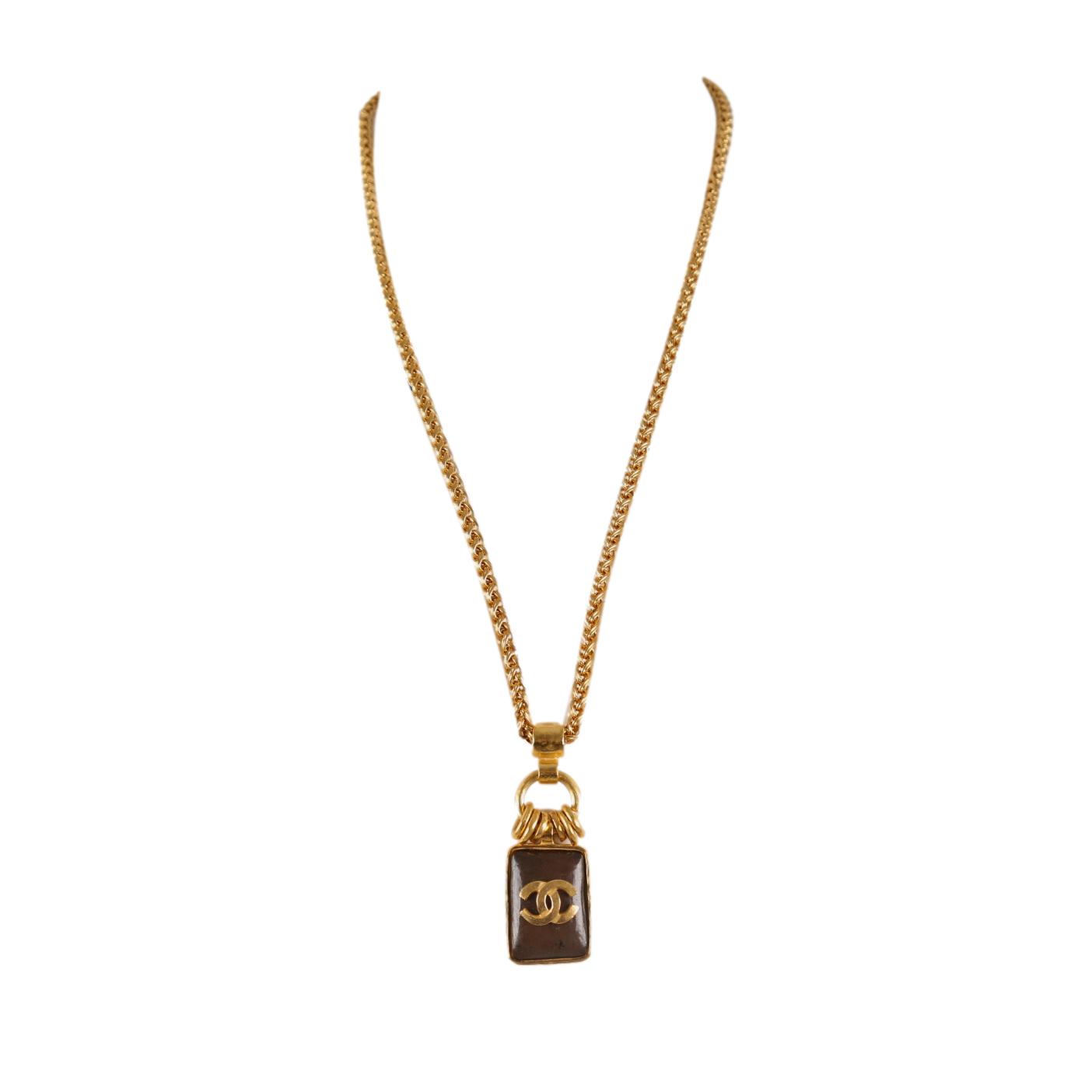 Hookah wood beaded necklace, brown, 18", barrel lock