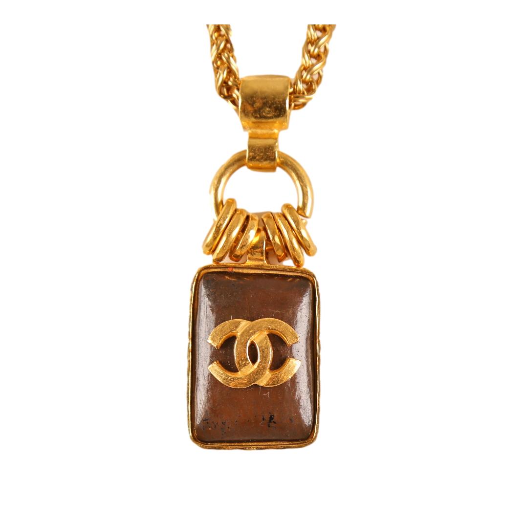 Chanel Brown Stone Logo Chain - Jewelry