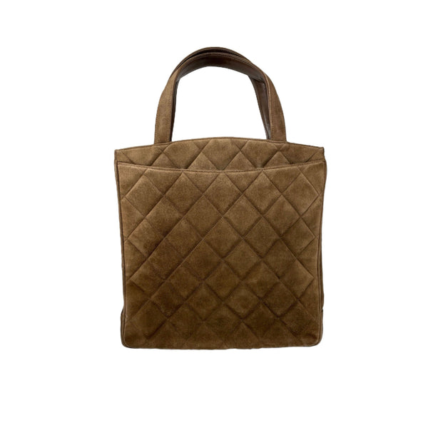 Chanel Brown Suede Logo Shoulder Bag - Handbags