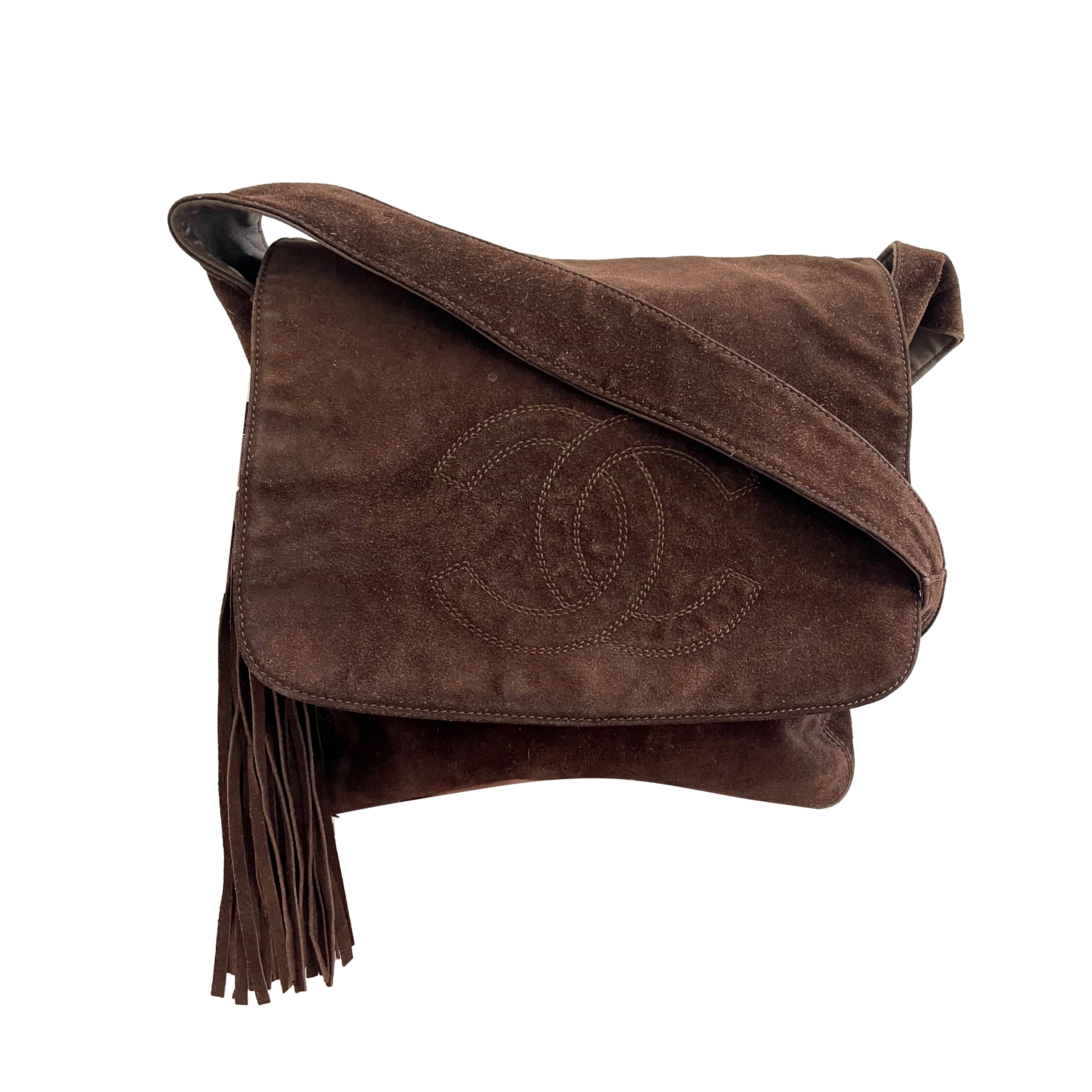 Chanel Brown Suede Shoulder Bag - Treasures of NYC