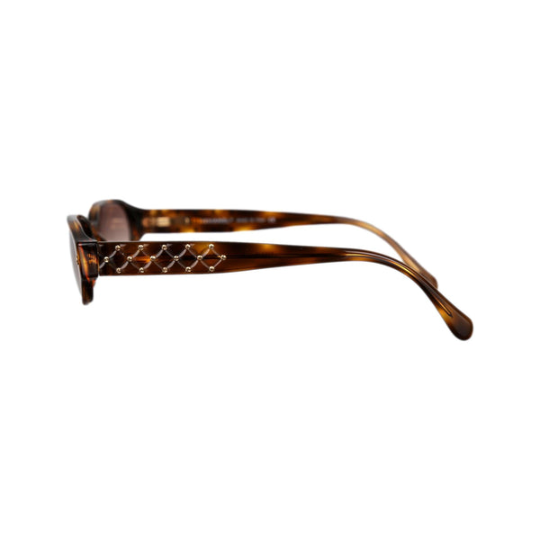 Chanel Brown Tortoise Rhinestone Micro Sunglasses - 