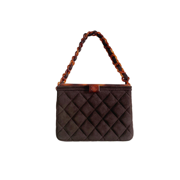 Chanel Brown Tortoise Suede Box Bag - Handbags