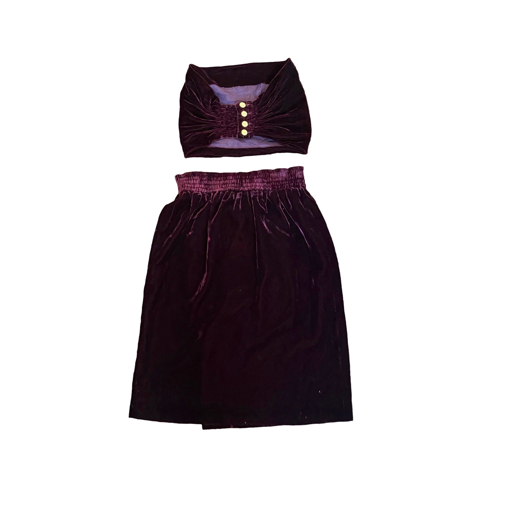 Chanel Burgundy Velvet Crop Set - Apparel