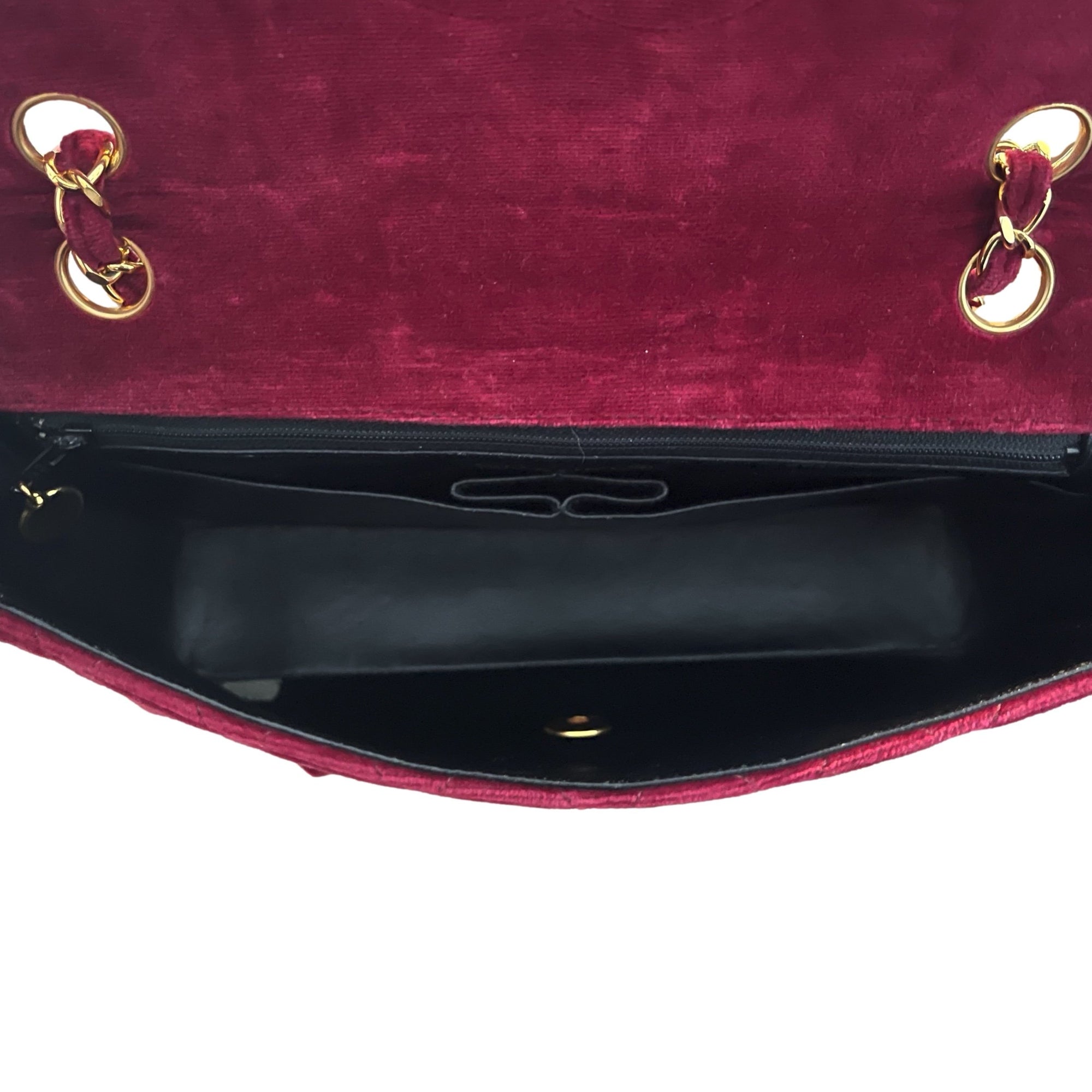 Chanel Burgundy Velvet Magazine Flap Bag - Handbags