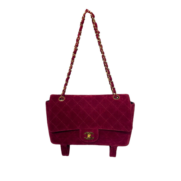 Chanel Burgundy Velvet Magazine Flap Bag - Handbags