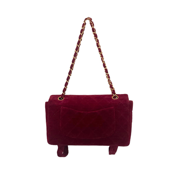 Chanel Burgundy Velvet Magazine Flap Bag - Handbags