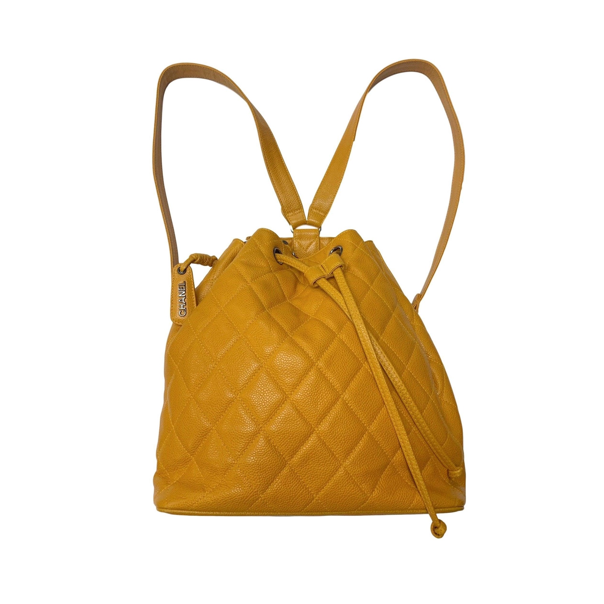 Chanel Caviar Yellow Convertible Backpack - Handbags