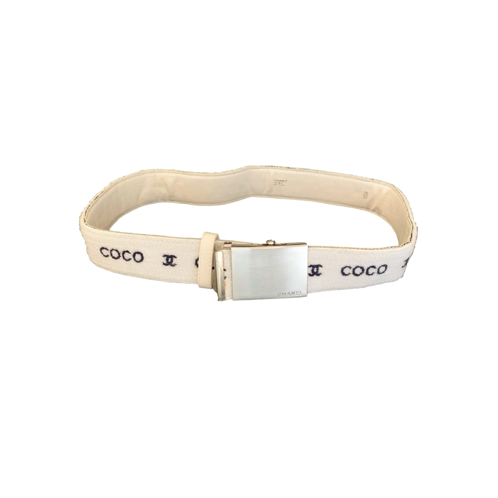 Chanel Coco White Logo Terrycloth Belt - Accessories