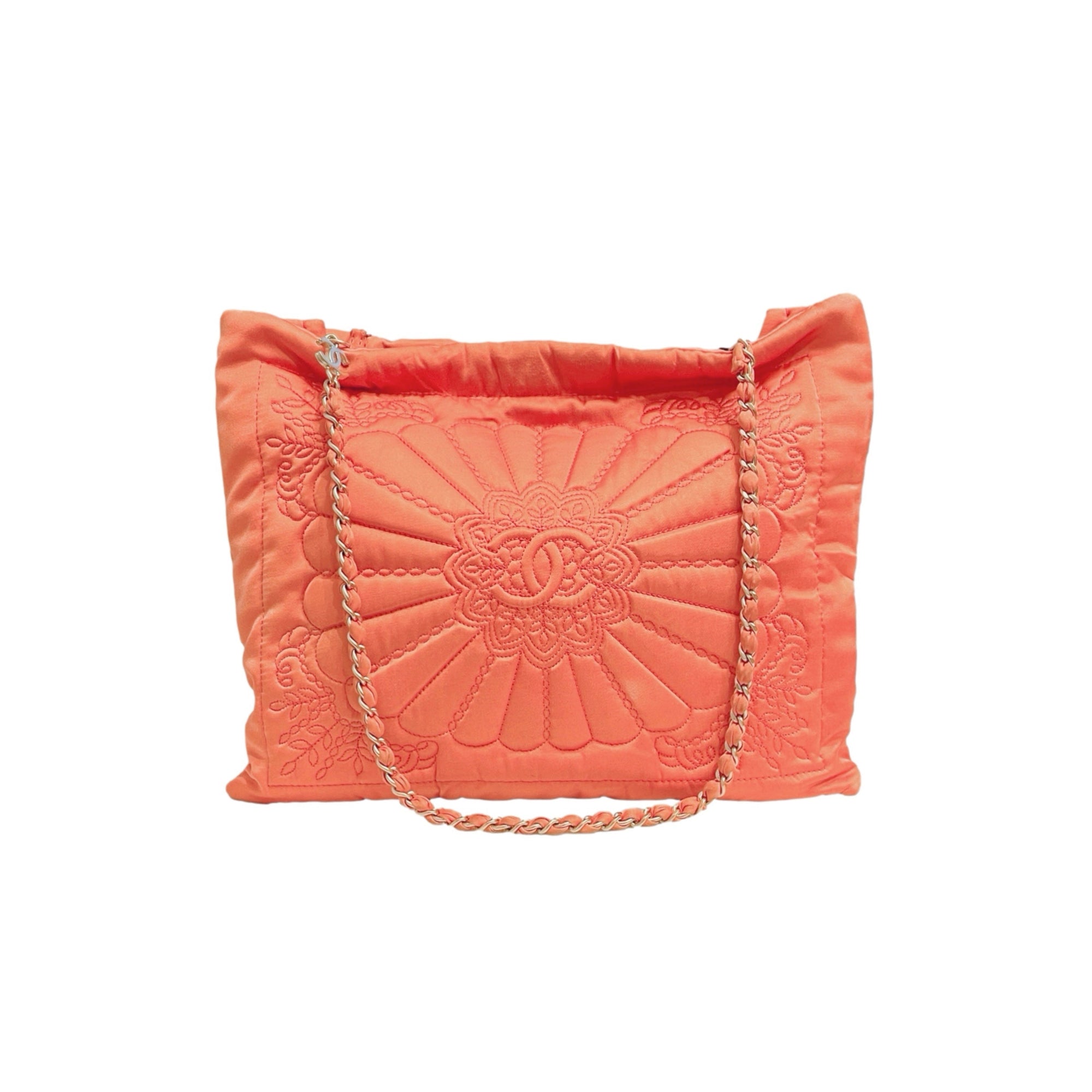 Chanel Coral Embroidered Shoulder Bag - Handbags