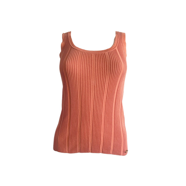 Chanel Coral Ribbed Tank Top - Apparel