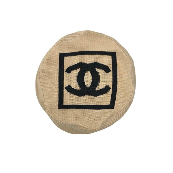 Chanel Cream Knit Logo Bucket Hat - Accessories