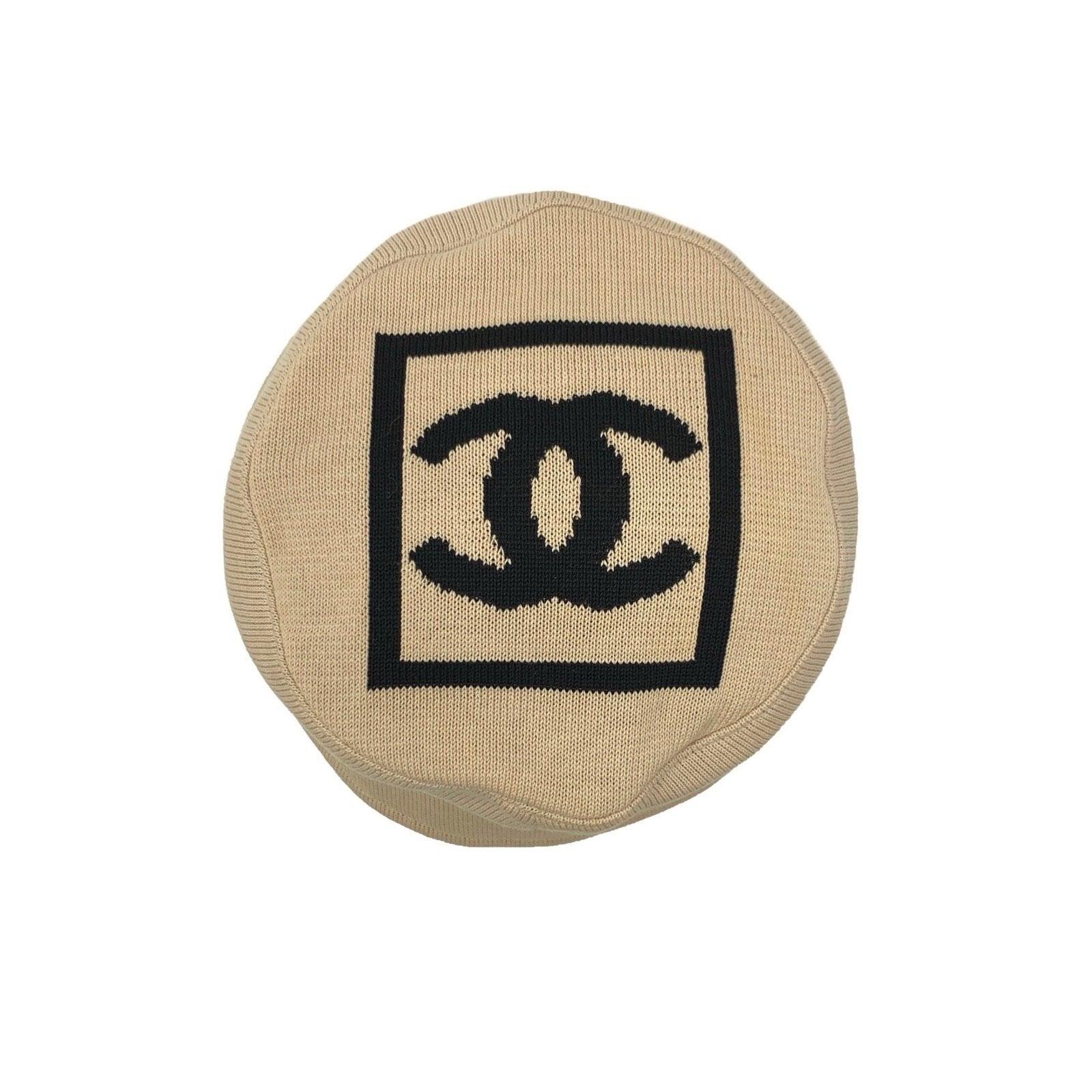 Chanel Cream Knit Logo Bucket Hat - Accessories