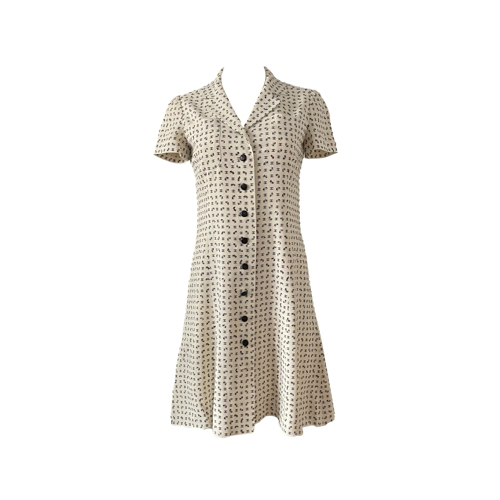 Treasures of NYC - Chanel Cream Logo Button Down Dress