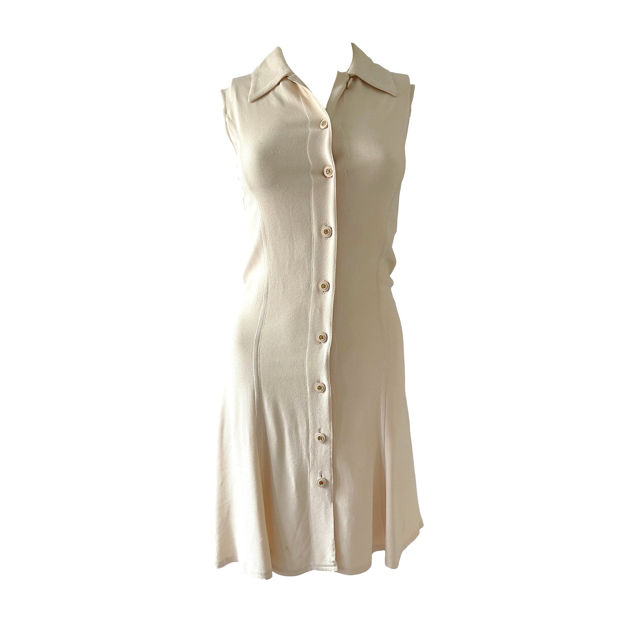 cream chanel dress Chanel 15C Ivory, Cream & Pink Tweed Dress with 3/4 Sleeves & Crystal Sellier
