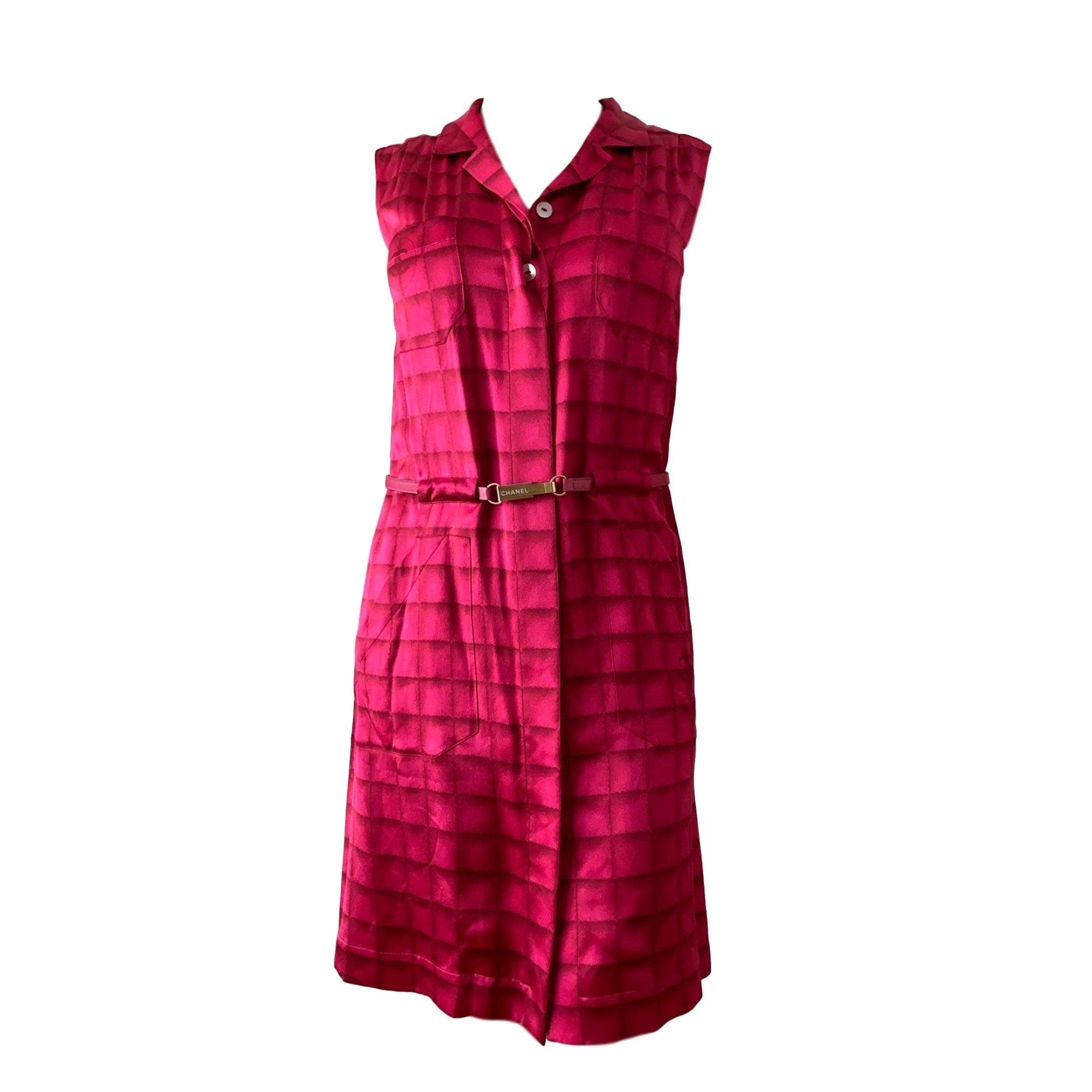 Chanel Pink Silk Logo Dress - Apparel