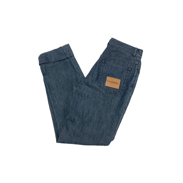 Chanel Denim Front Zip Cuff Jeans