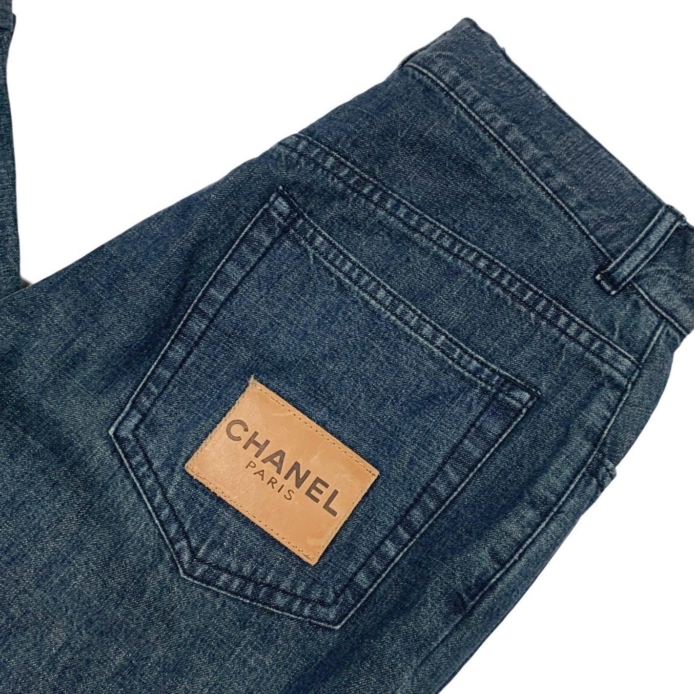 Chanel Denim Front Zip Cuff Jeans - Apparel