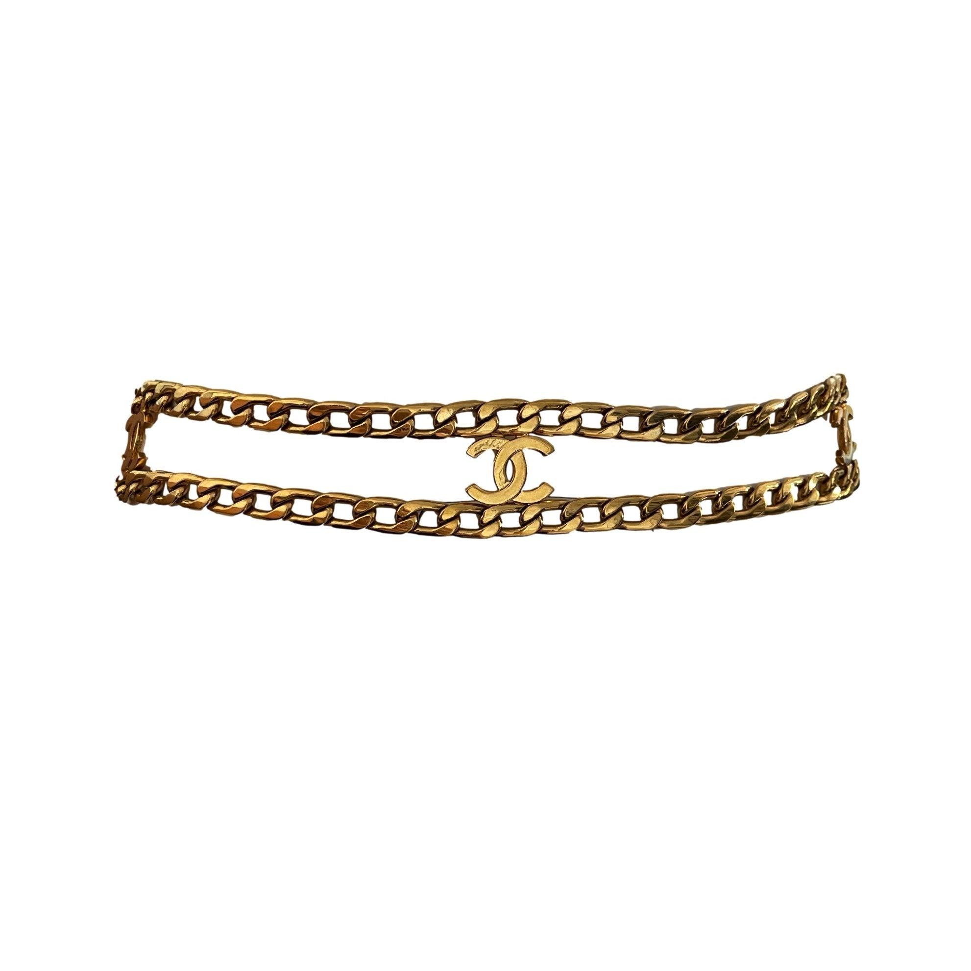 Chanel Gold Jumbo Logo Link Belt - Accessories