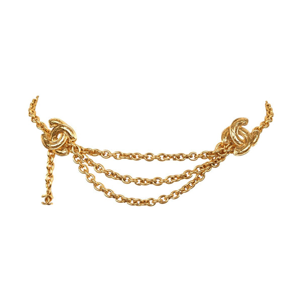 Chanel Gold Logo Quilted Chain Drop Belt - Accessories