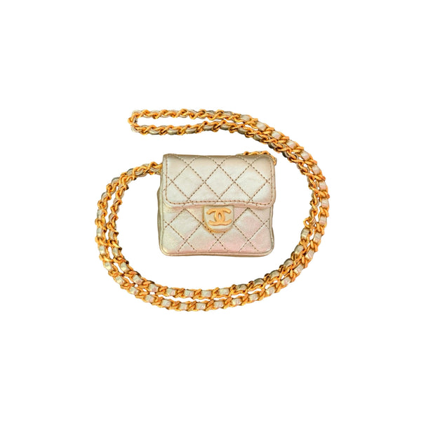 Chanel Gold Micro Chain Bag