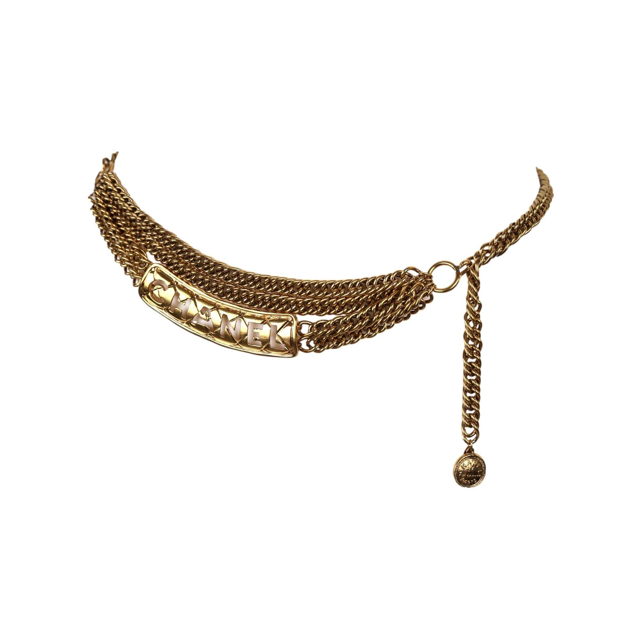 Chanel Gold Name Plate Drop Belt - Accessories