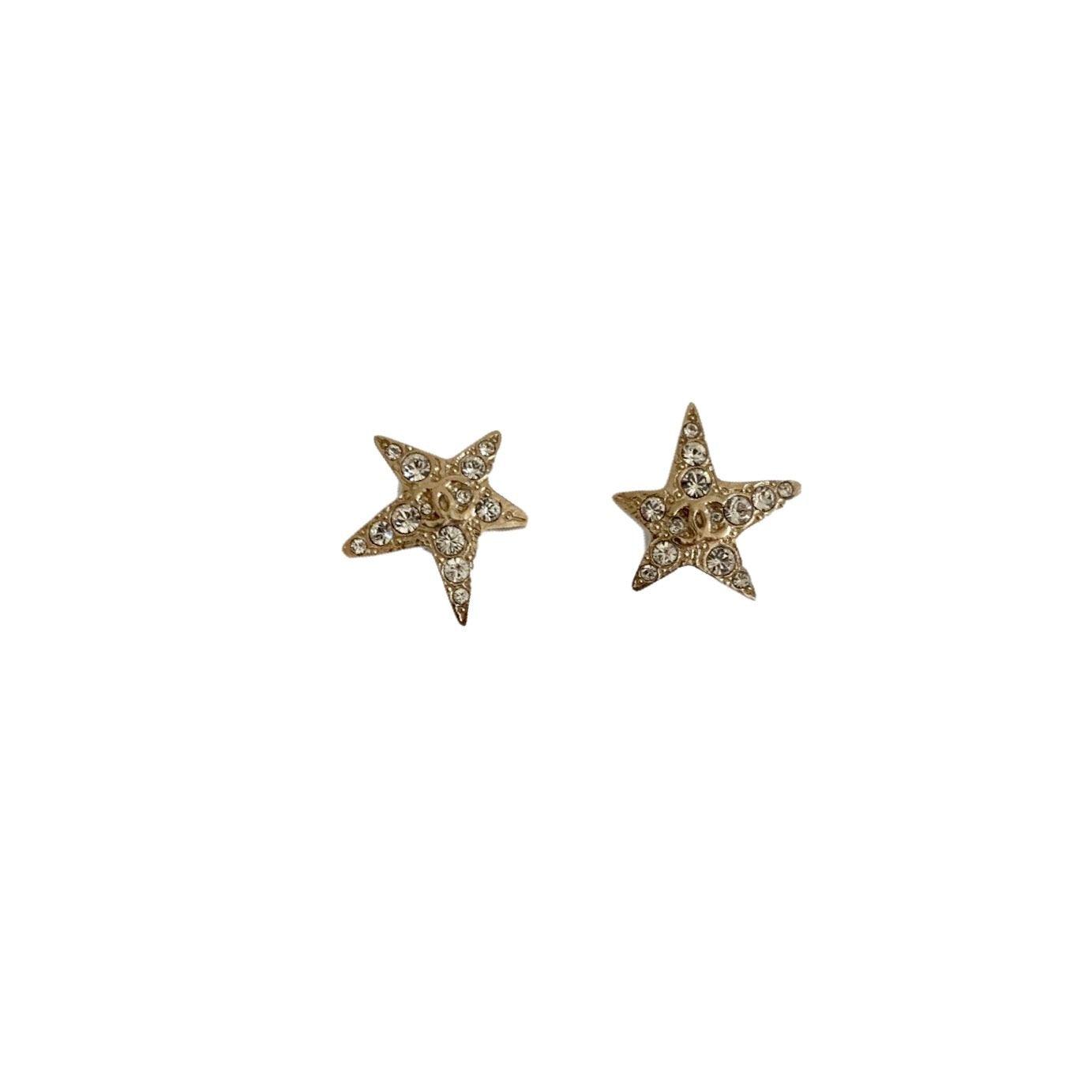 Chanel Gold Star Rhinestone Clips - Jewelry