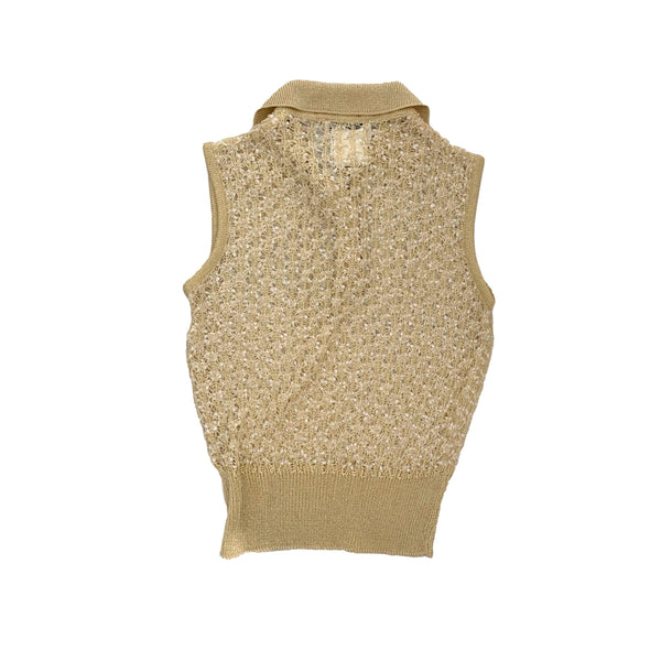 Chanel Gold Woven Collared Tank - Apparel