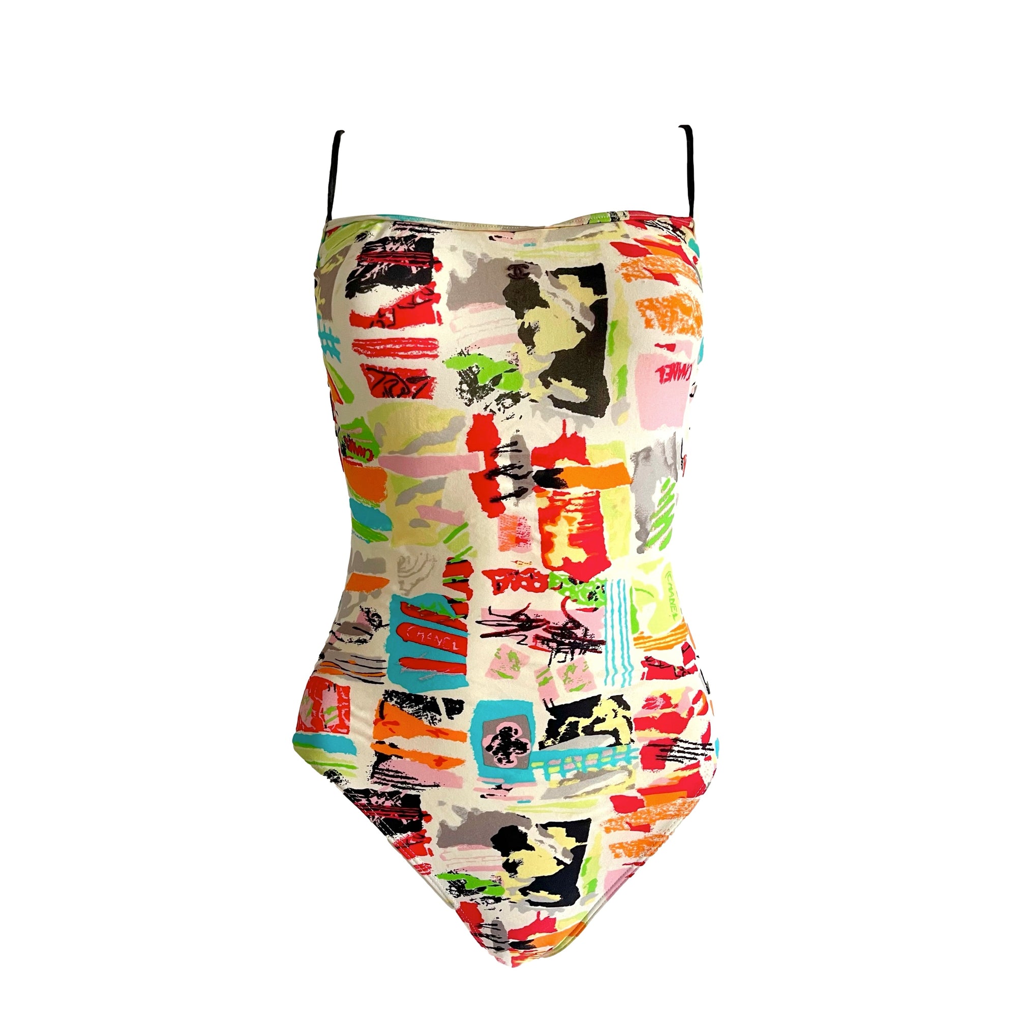 Chanel Graffiti Print Logo One Piece - Swimwear