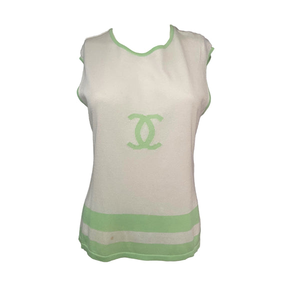 Chanel Green Logo Tank Top - Apparel