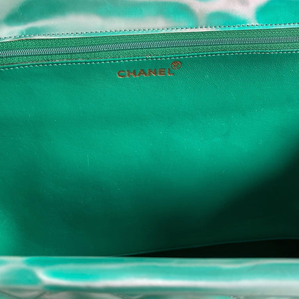 Chanel Green Vinyl Jumbo Tote - Handbags