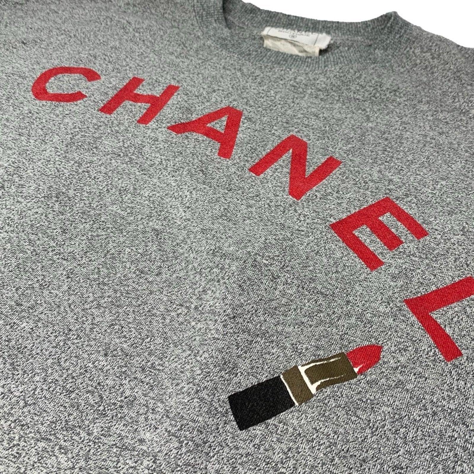 Chanel Grey Lipstick Sweatshirt - Apparel