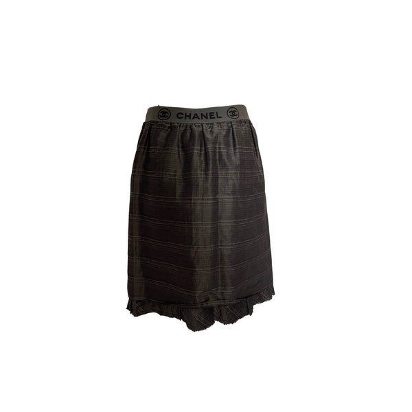 Chanel Grey Logo Knee Length Skirt - Apparel