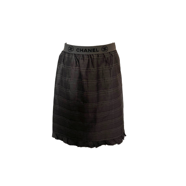 Chanel Grey Logo Knee Length Skirt - Apparel