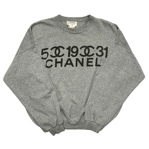 Chanel Grey Number Logo Sweatshirt - Apparel