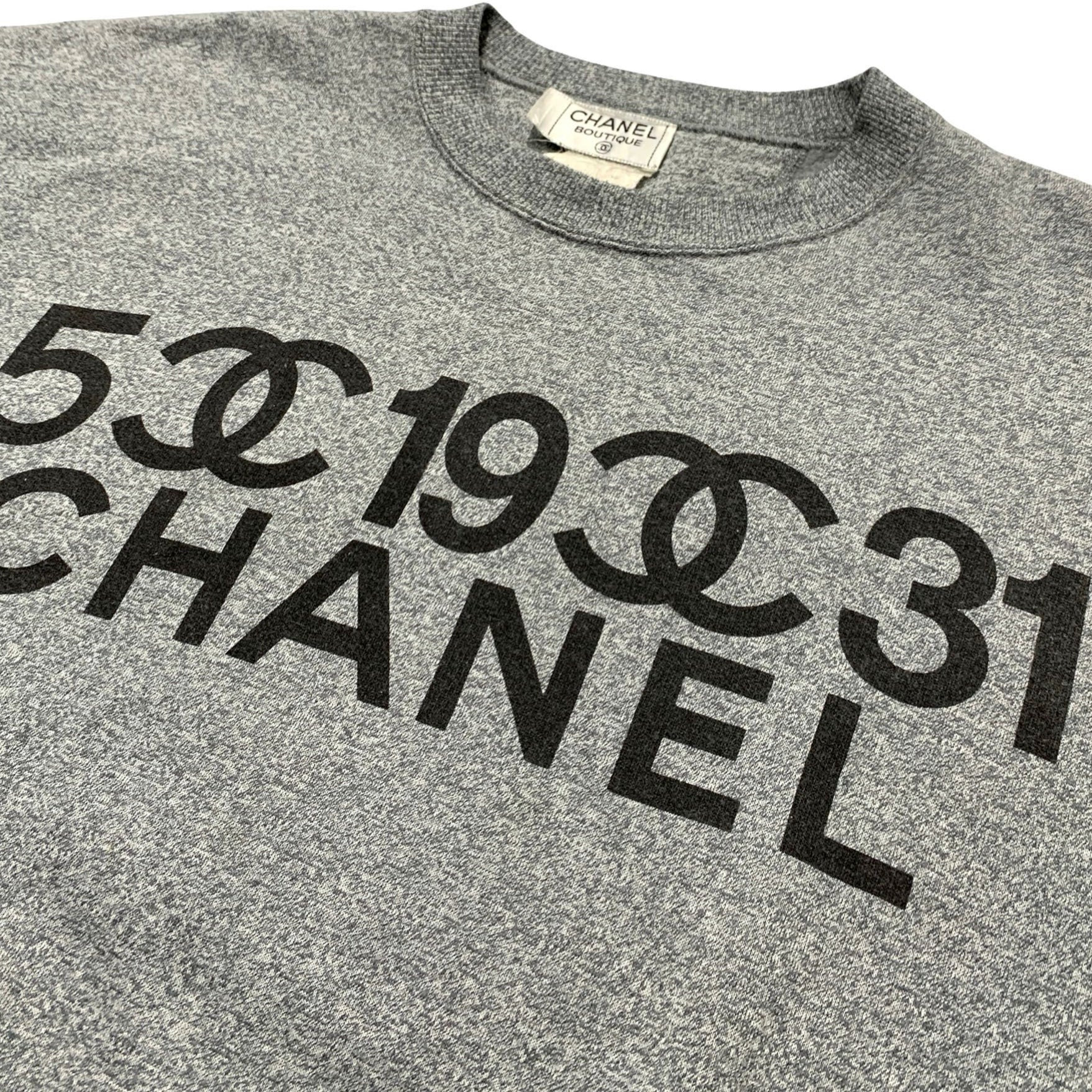 Chanel Grey Number Logo Sweatshirt - Apparel
