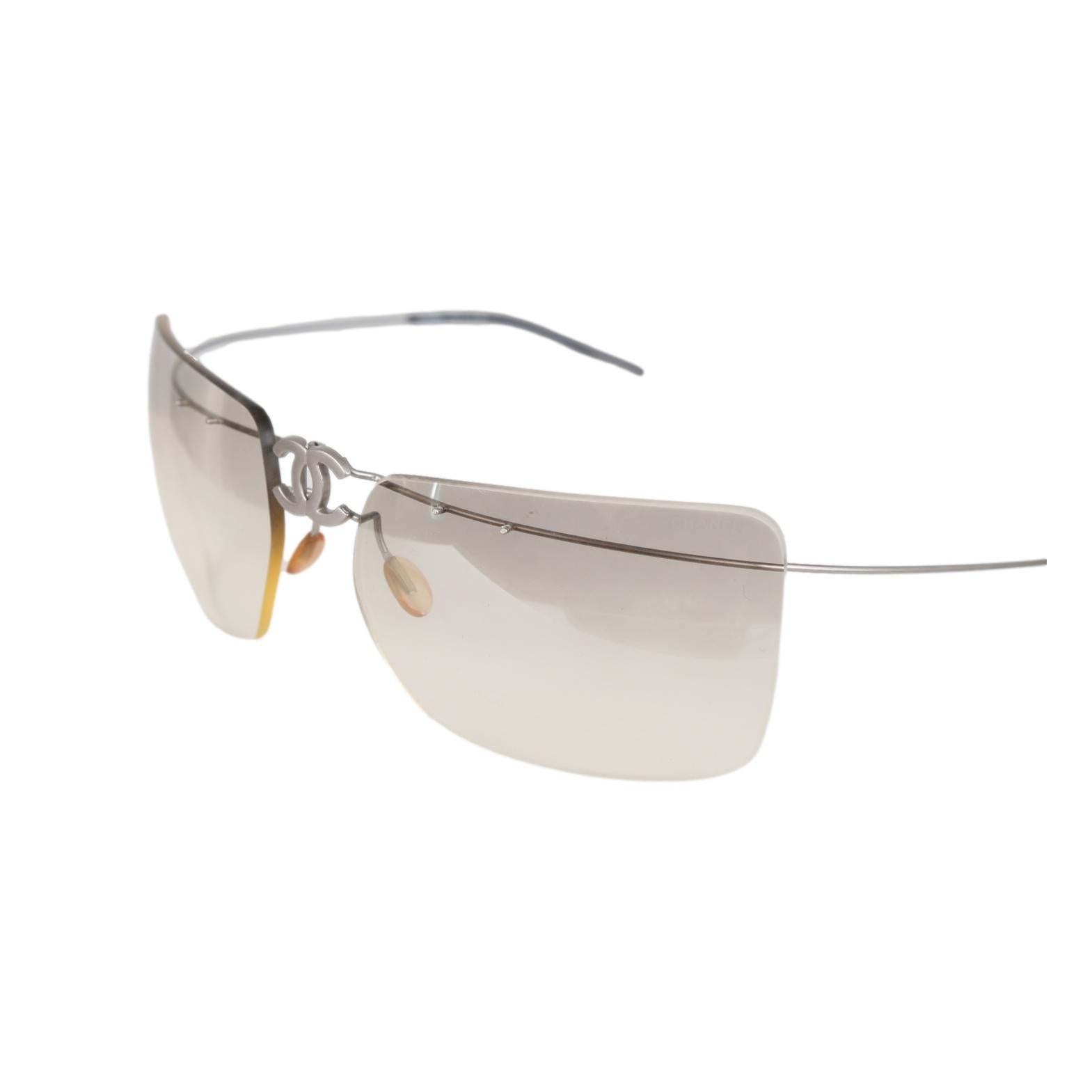 Chanel Grey Rimless Logo Sunglasses - Sunglasses
