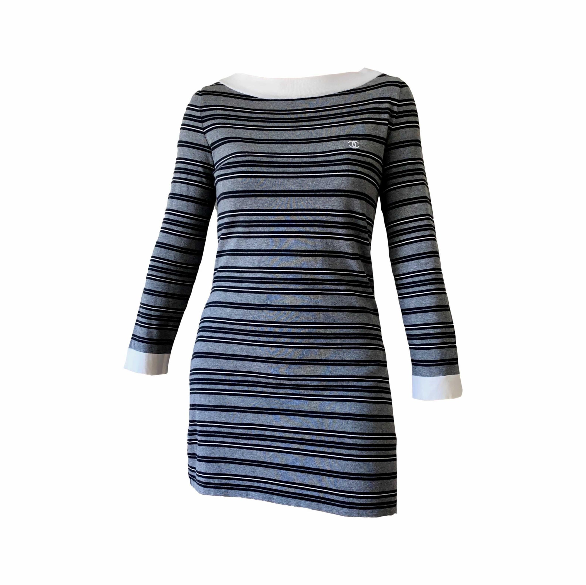 Chanel Grey Stripe Dress - Apparel