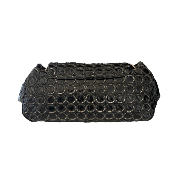 Chanel Gunmetal Textured Chain Shoulder Bag - Handbags