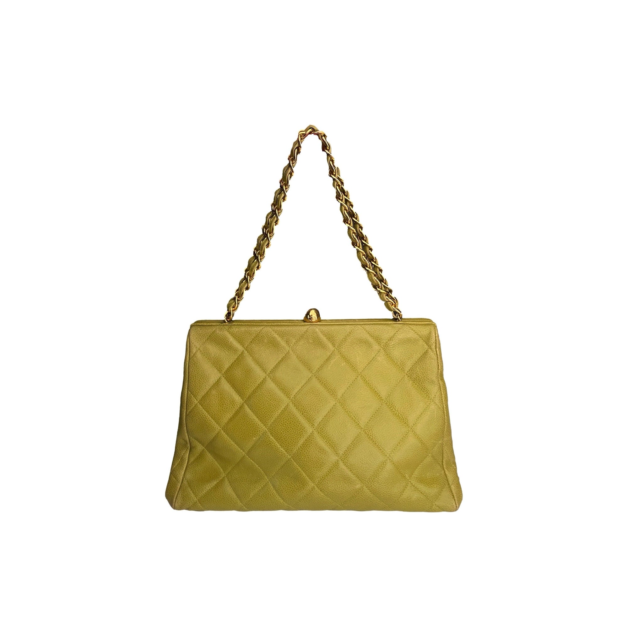 Chanel Lime Green Large Shoulder Bag