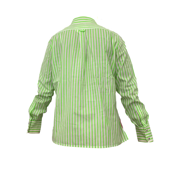 Chanel Lime Green Stripe Button Down - Apparel