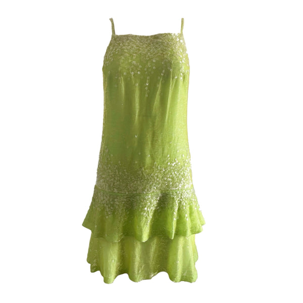Chanel Lime Green Velour Sequin Dress - Apparel
