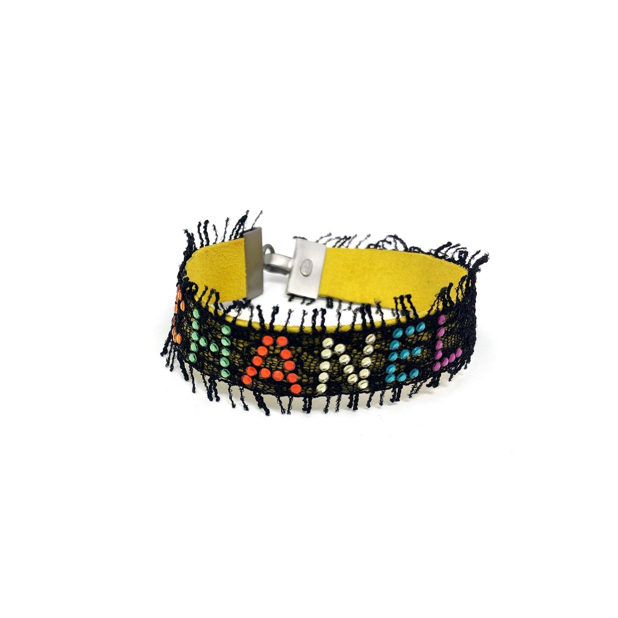 Chanel Multicolor Lace Rhinestone Bracelet - Jewelry