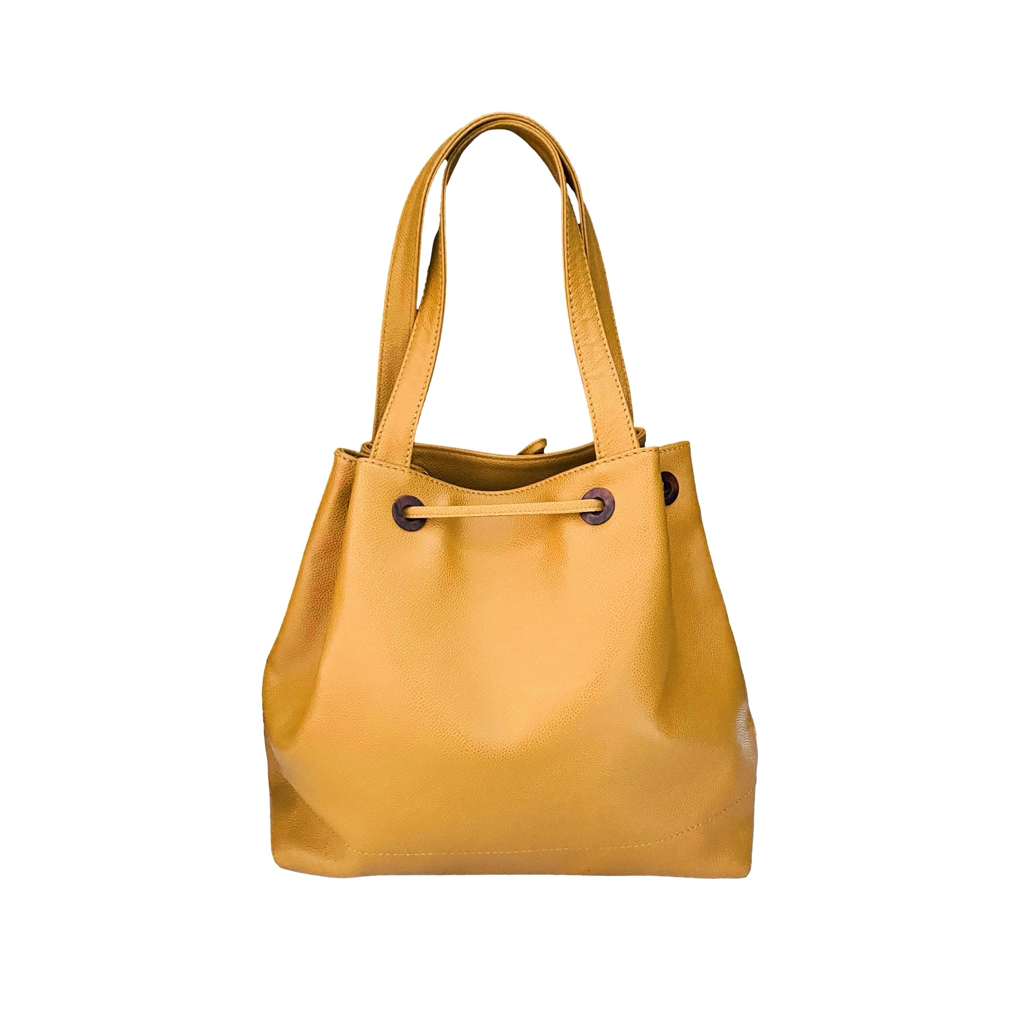 Chanel Mustard Logo Jumbo Cinched Shoulder Bag - Handbags