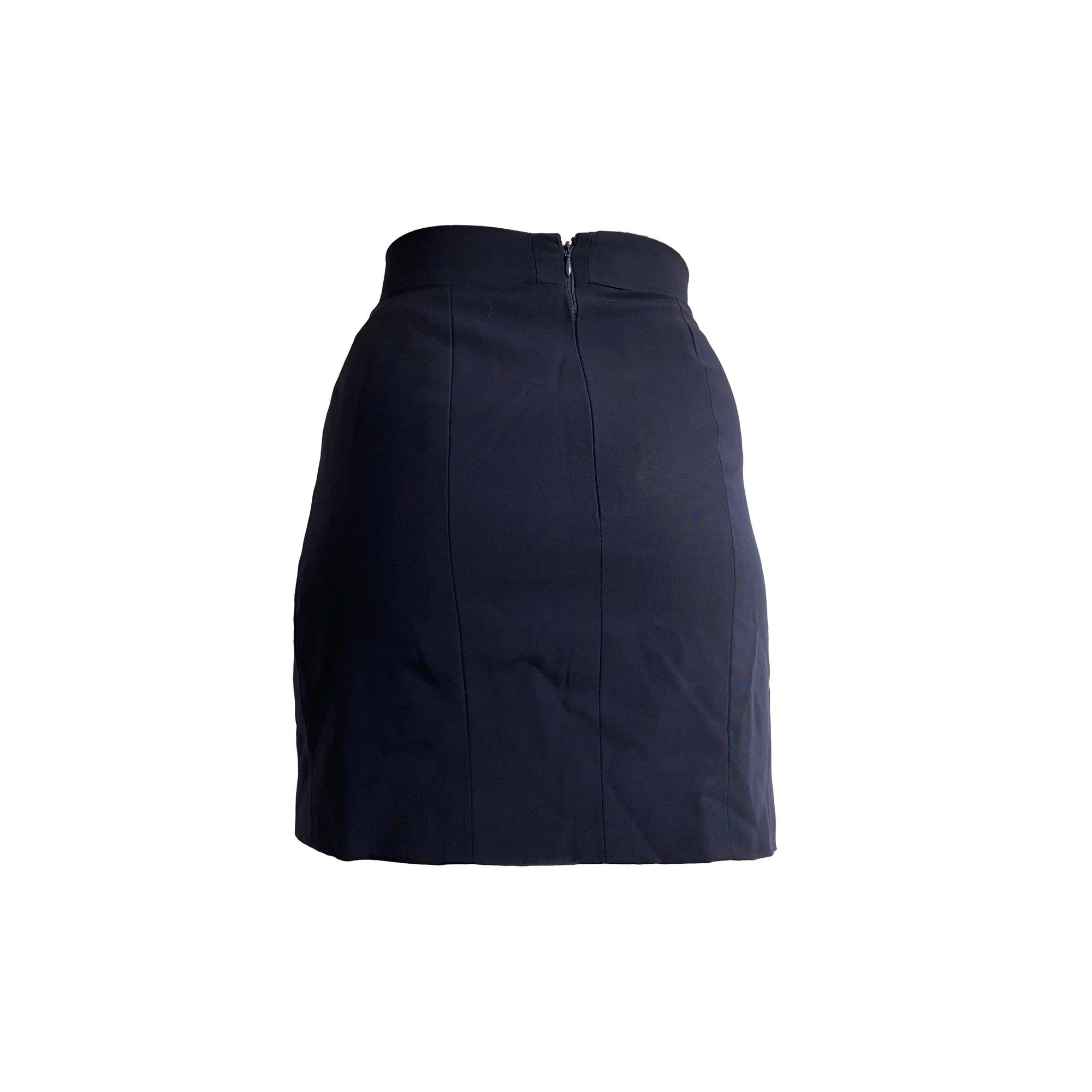 Chanel Navy Logo Button Skirt - Apparel