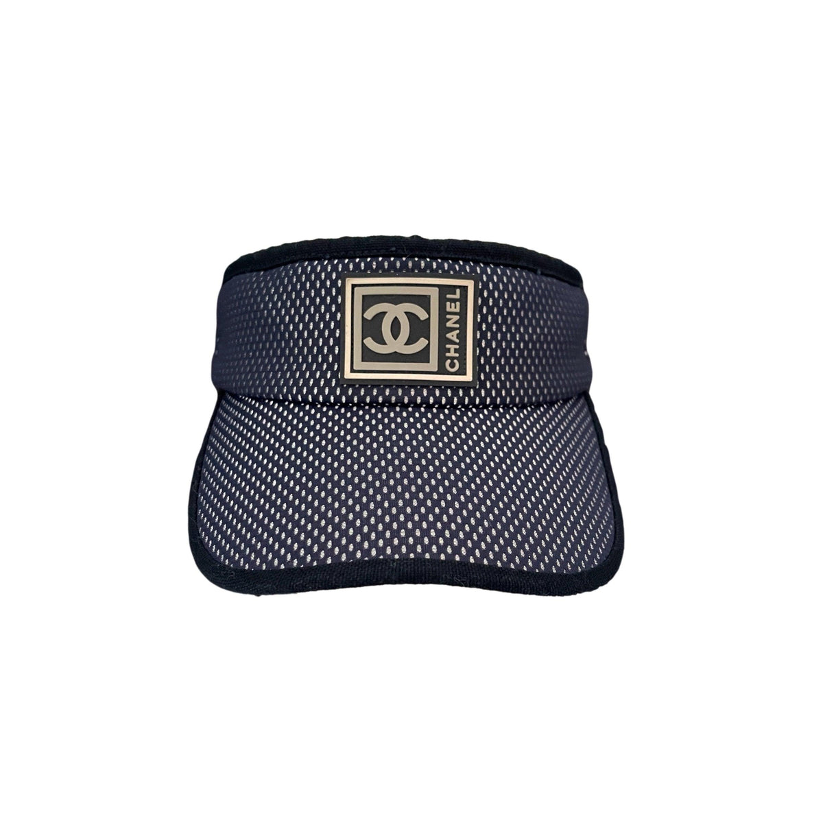 CHANEL Navy and Black Logo Visor Treasures of NYC - Chanel Navy Mesh Logo Visor main image 3