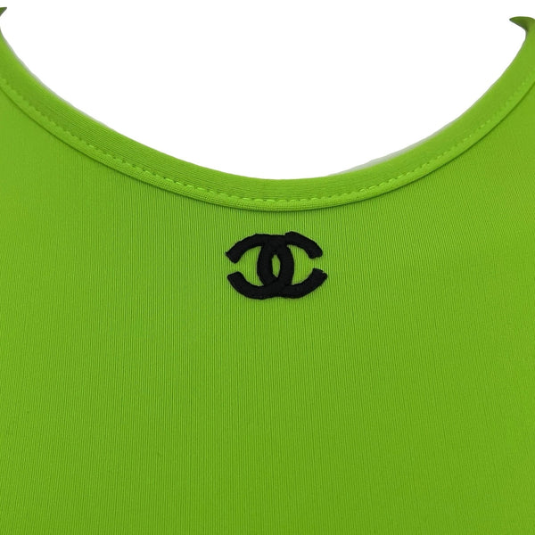 Chanel Neon Green Logo Crop Top - Apparel