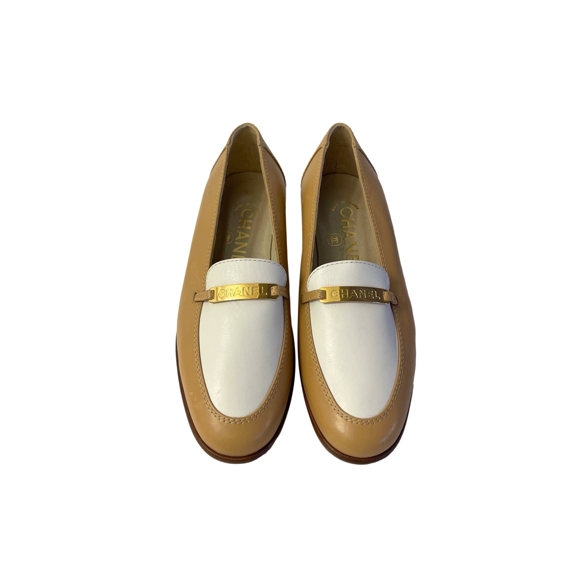 Chanel Nude and Cream Leather Loafers - Shoes